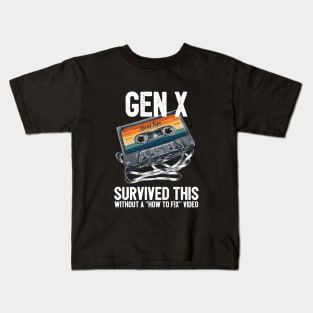 Gen X Survived Tangled Cassette Without Video Kids T-Shirt